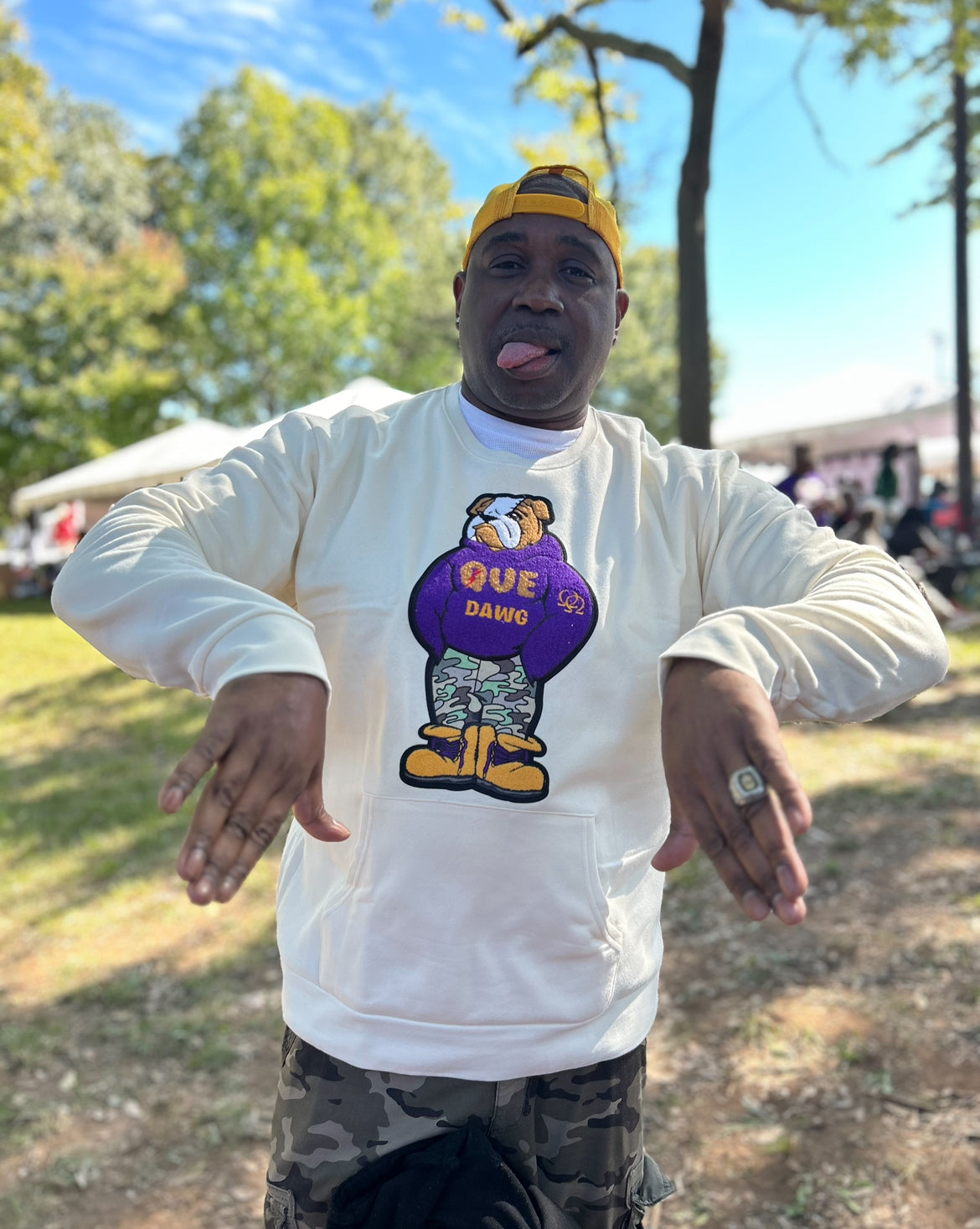 The Original Polo Que Dawg Big chenille logo crewneck