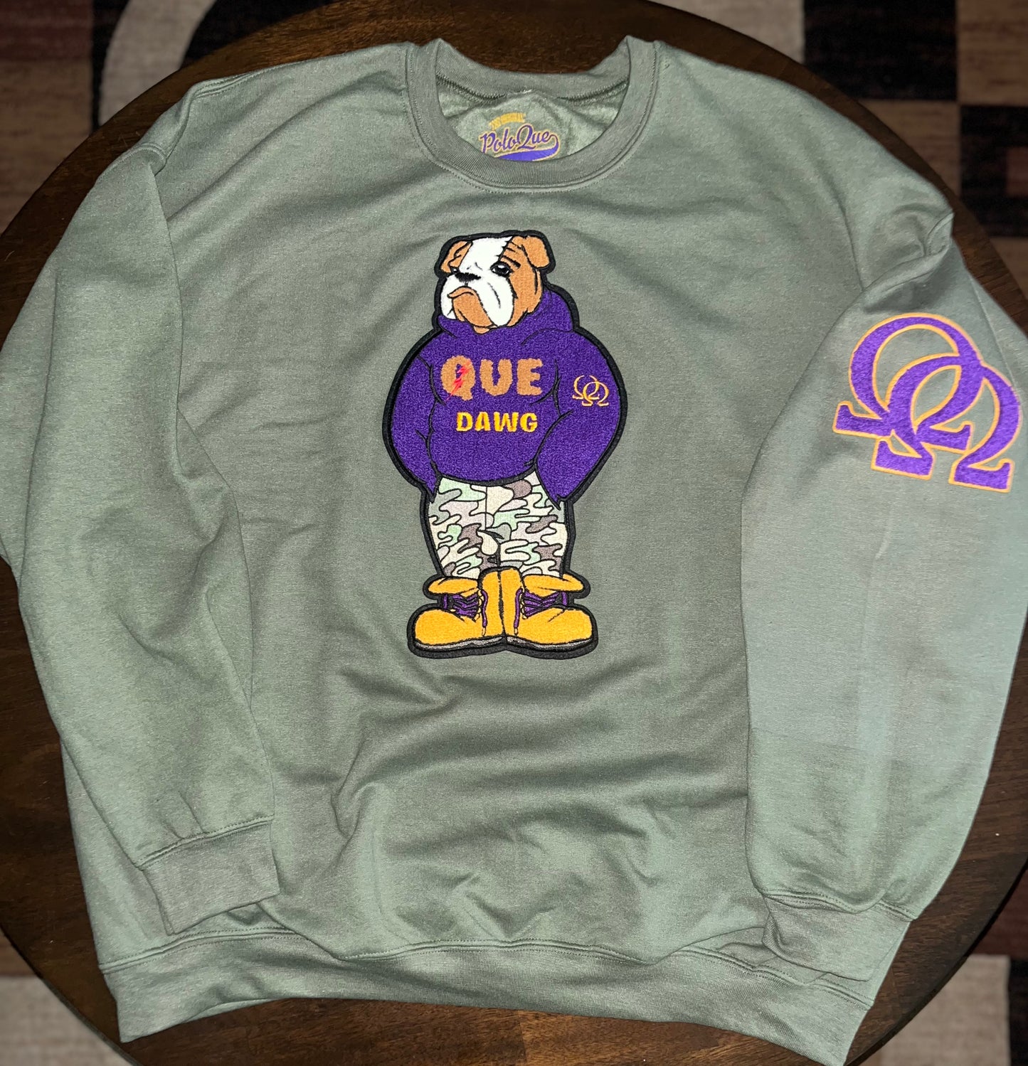 The Original Polo Que Dawg Big chenille logo crewneck