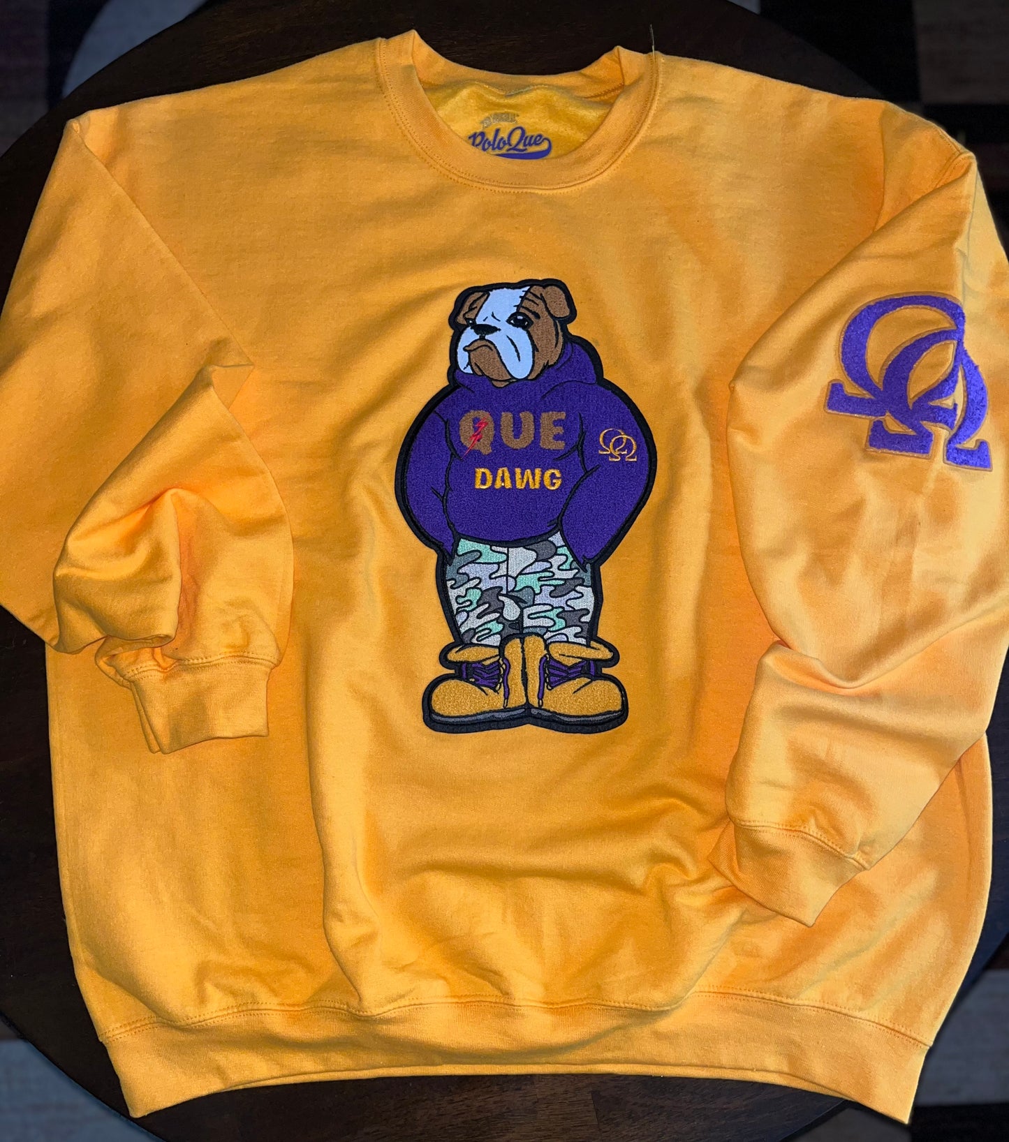 The Original Polo Que Dawg Big chenille logo crewneck