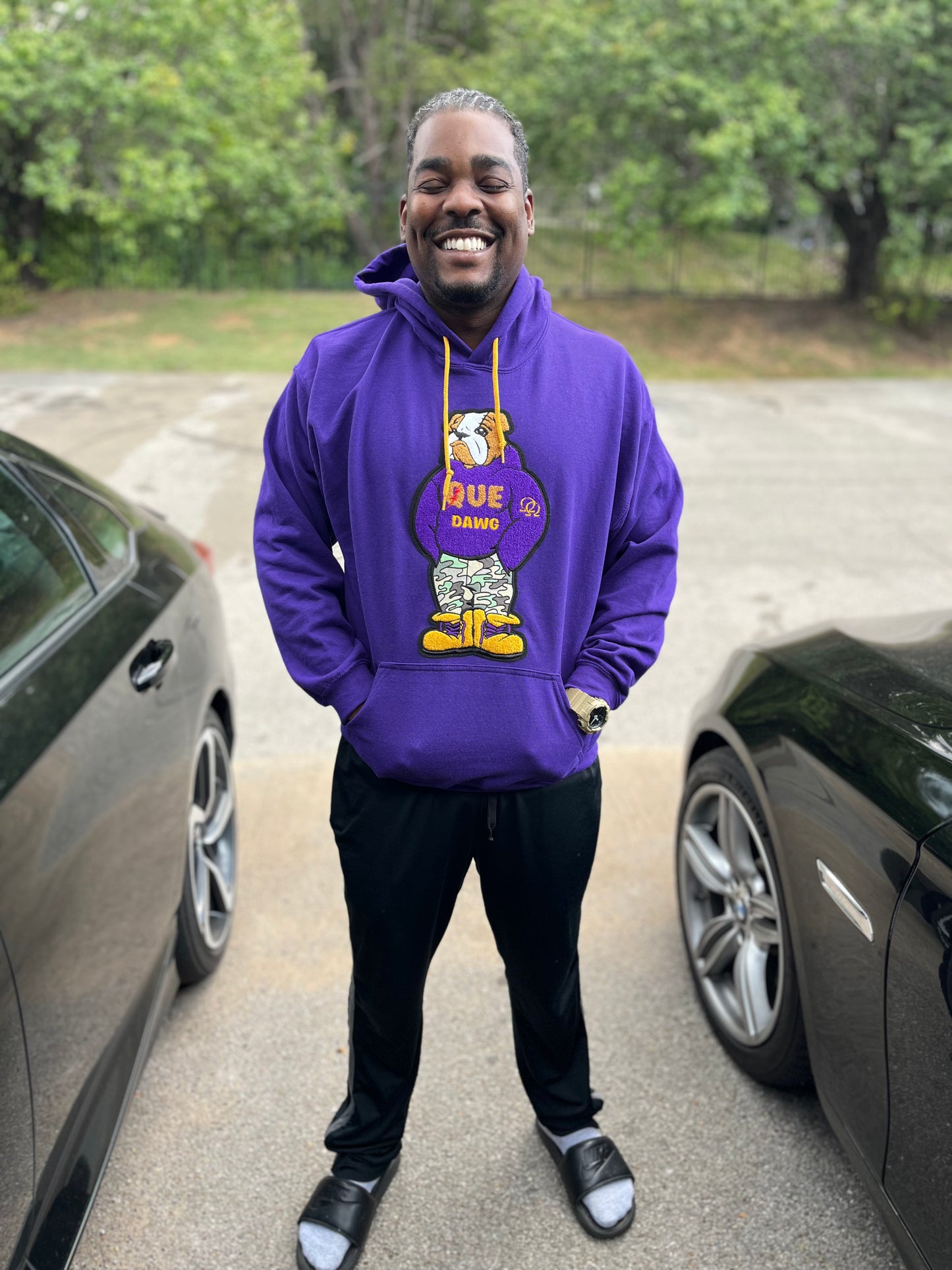 The Original Polo Que Dawg chenille patch logo hoodie