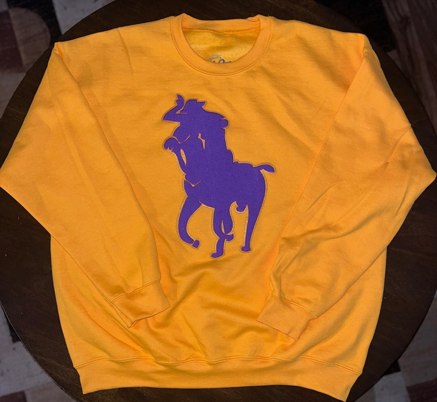 The Original Polo Que Big BGCY chenille Patch logo crewneck