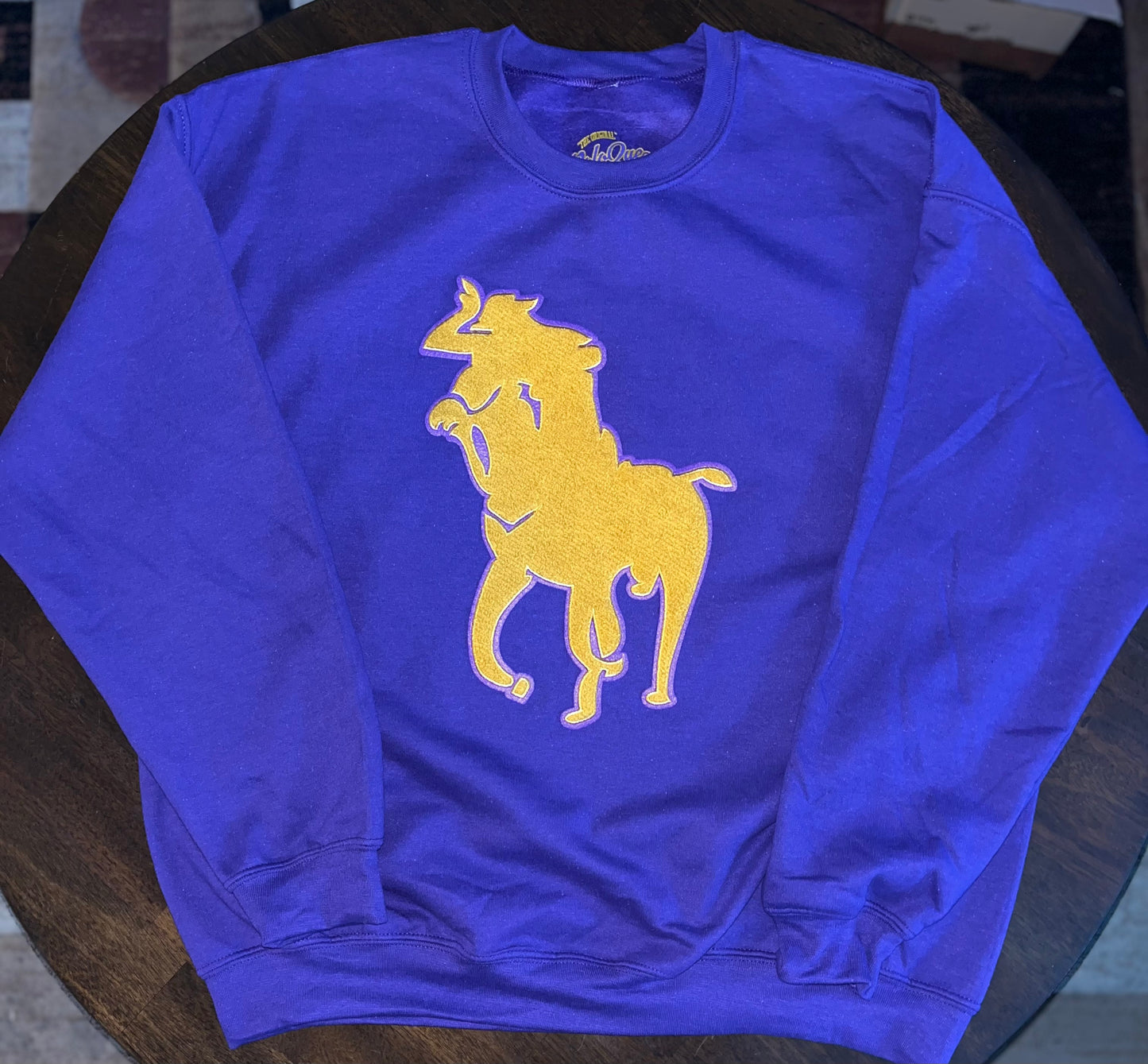 The Original Polo Que Big BGCY chenille Patch logo crewneck